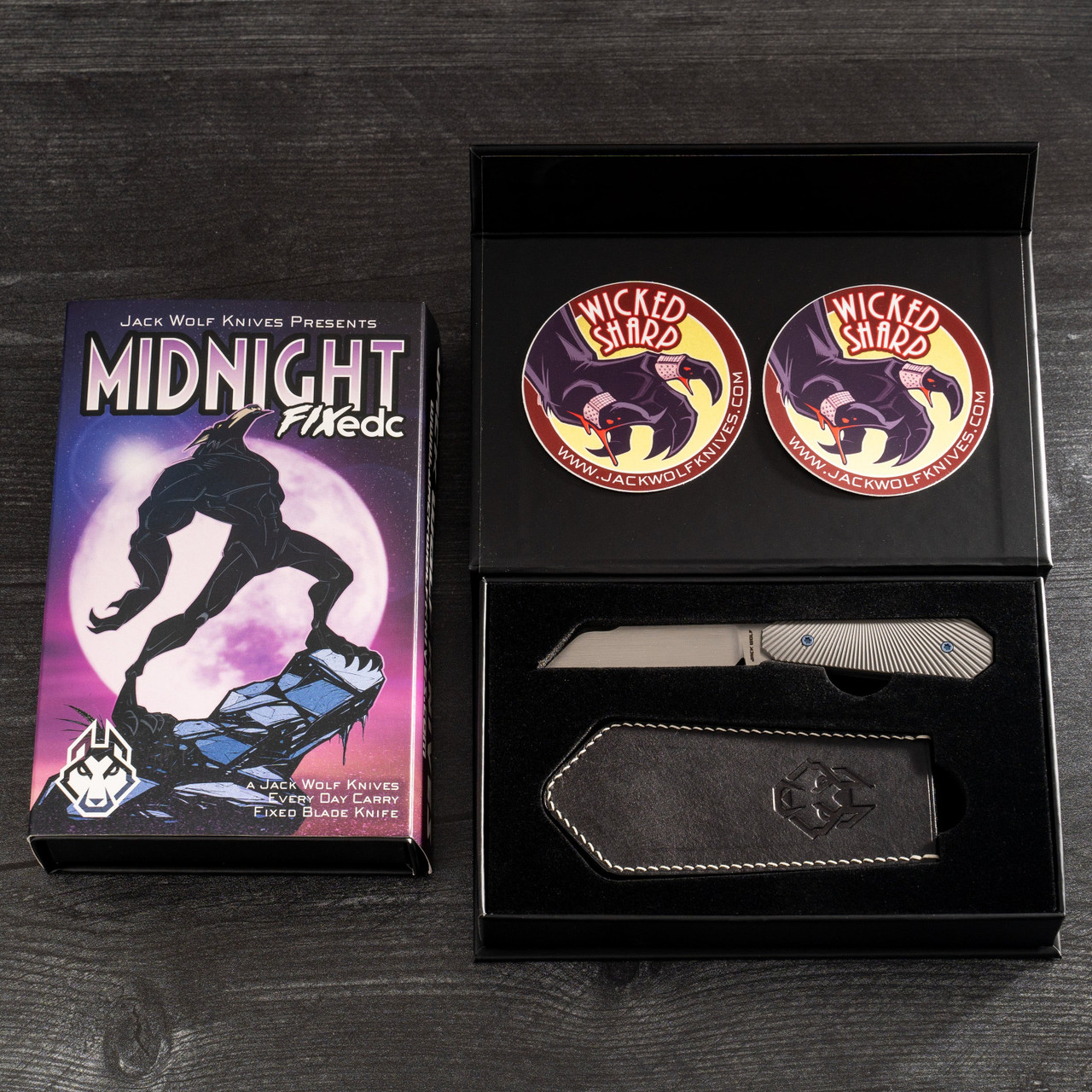 Jack Wolf Knives: Midnight FIXedc - Ultem - CPM-S90V - Blast & Tumbled