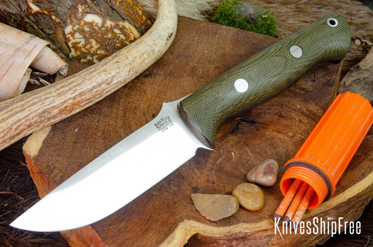 Bark River Knives: Bravo 1 - CPM 154 - Green Canvas Micarta