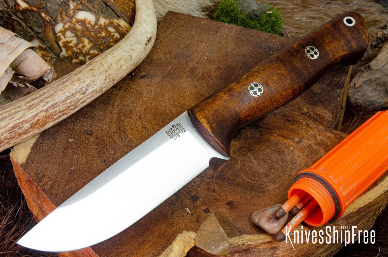 Bark River Knives: Bravo 1 - CPM 154 - Rampless - Dark Curly Maple