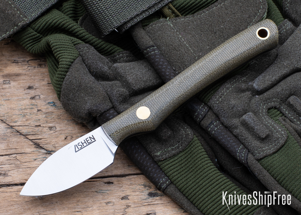 Lishen Knives: Mini Northern Scalpel - Green Canvas Micarta