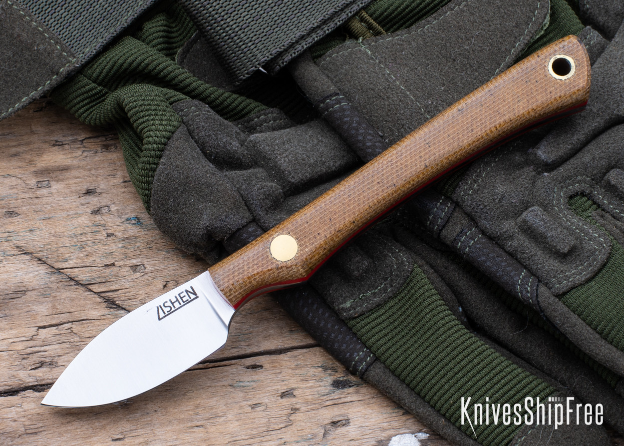 Lishen Knives: Northern Scalpel - Natural Canvas Micarta - Brass