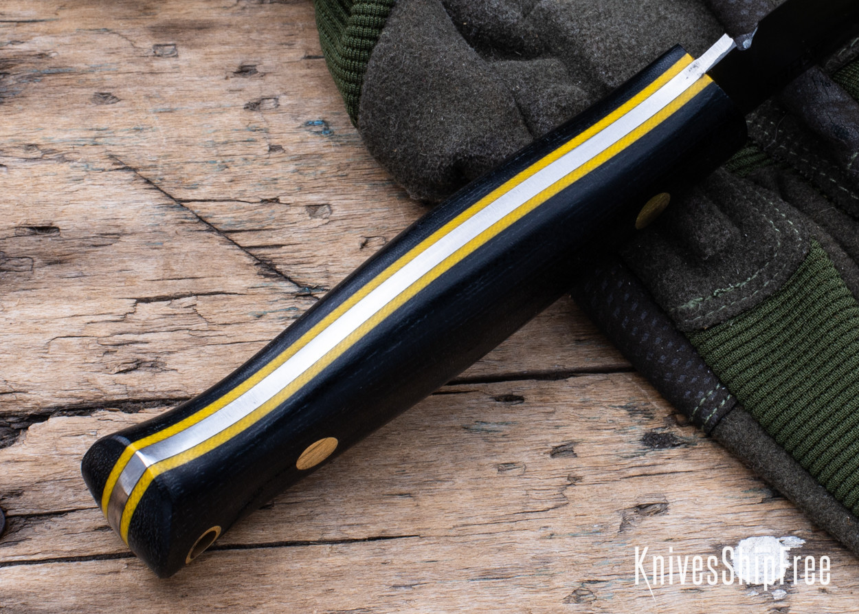 Lishen Knives: Lynx - Full Flat Grind - Black Canvas Micarta