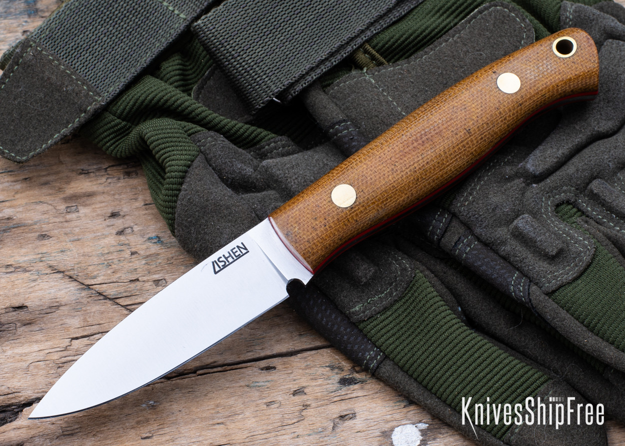Lishen Knives: Lynx - Full Flat Grind - Natural Canvas Micarta