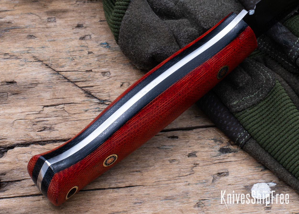 Lishen Knives: Lynx - Full Flat Grind - Red Canvas Micarta