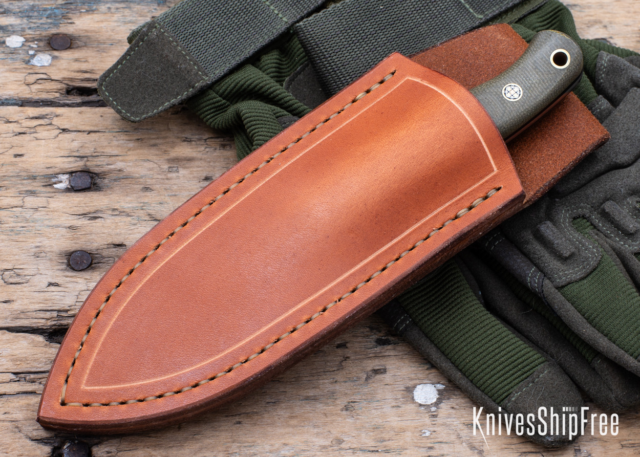 Lishen Knives: Lynx - Scandi Grind - Green Canvas Micarta - Mosaic