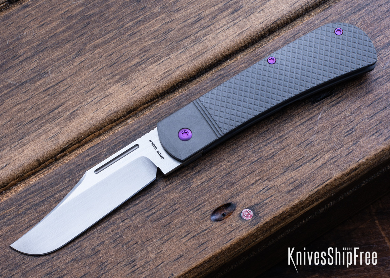 Jack Wolf Knives: The Benny - Front Flipper - Cross Hatch Titanium