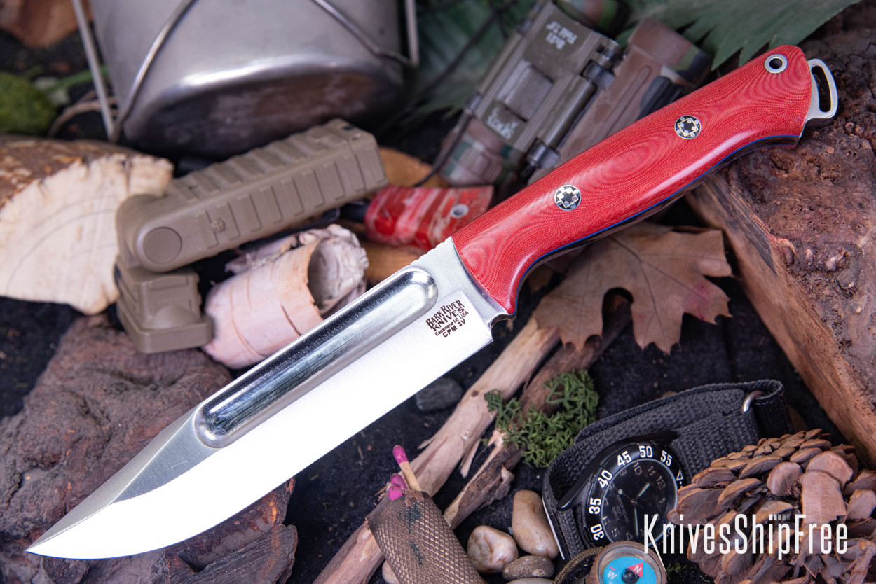 Bark River Knives: Squad Leader II - CPM 3V - Red Linen Micarta
