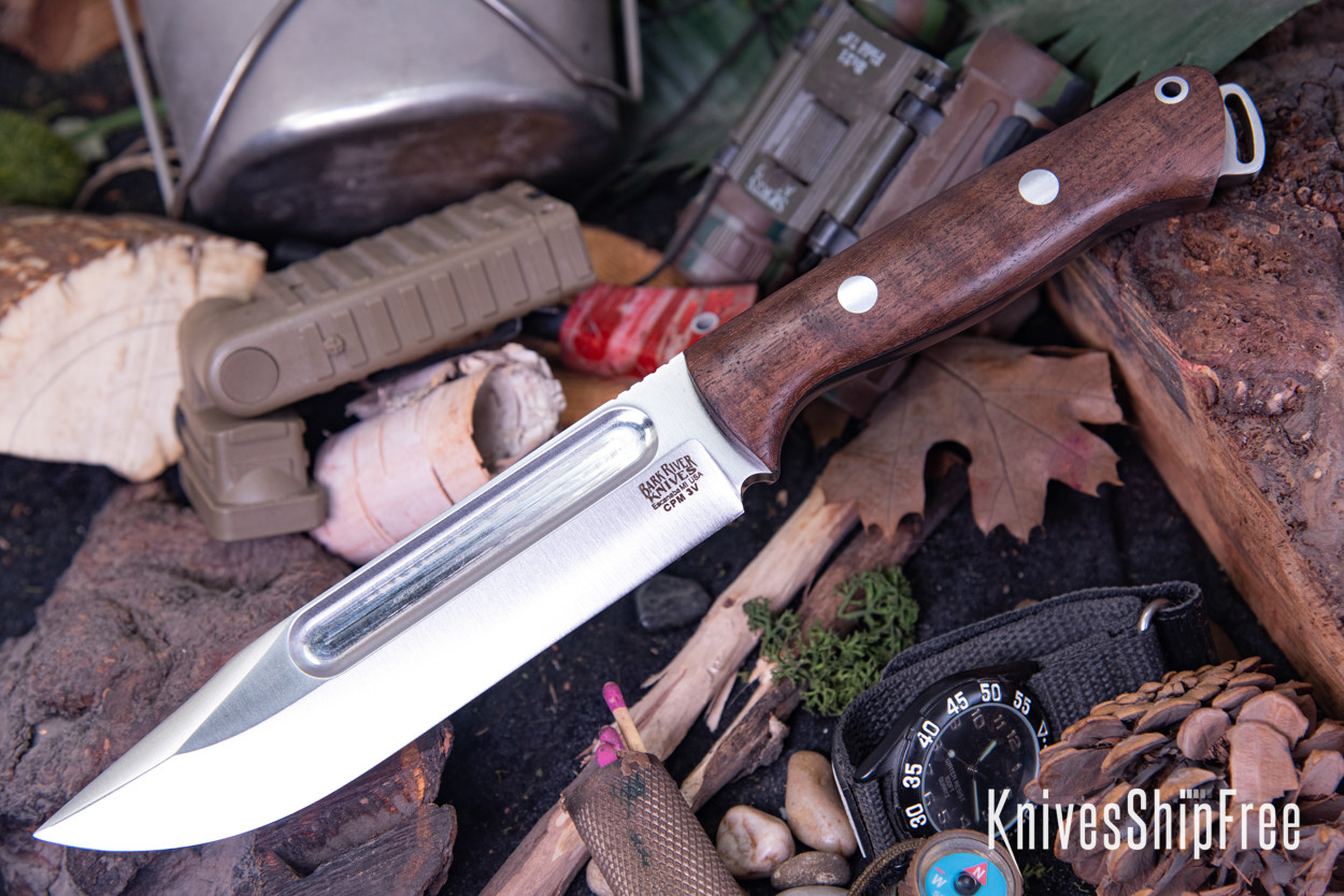 Bark River Knives: Squad Leader II - CPM 3V - Walnut Burl - Black