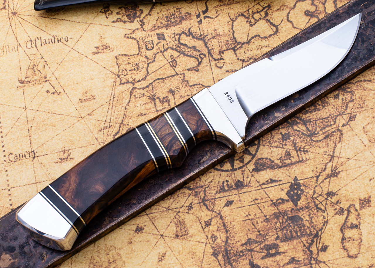 Alan Warren Custom Knives: #2603 Trailing Point Hunter - Ironwood