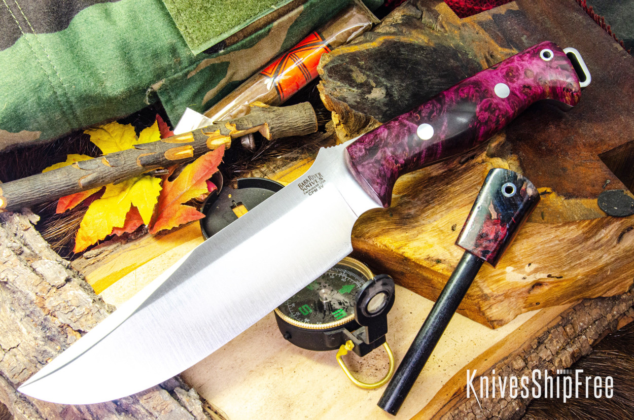 Bark River Knives: Bravo Survivor - CPM 3V - Black Cherry Maple Burl