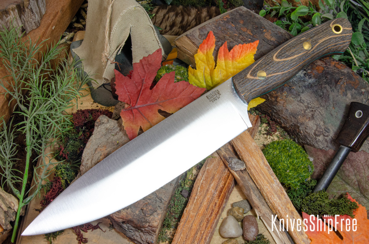 Bark River Knives: Aurora III - CPM 3V - Bog Oak - Green Liners