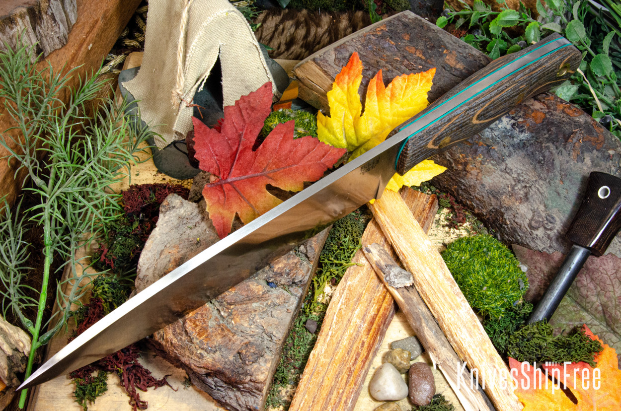 Bark River Knives: Aurora III - CPM 3V - Bog Oak - Green Liners