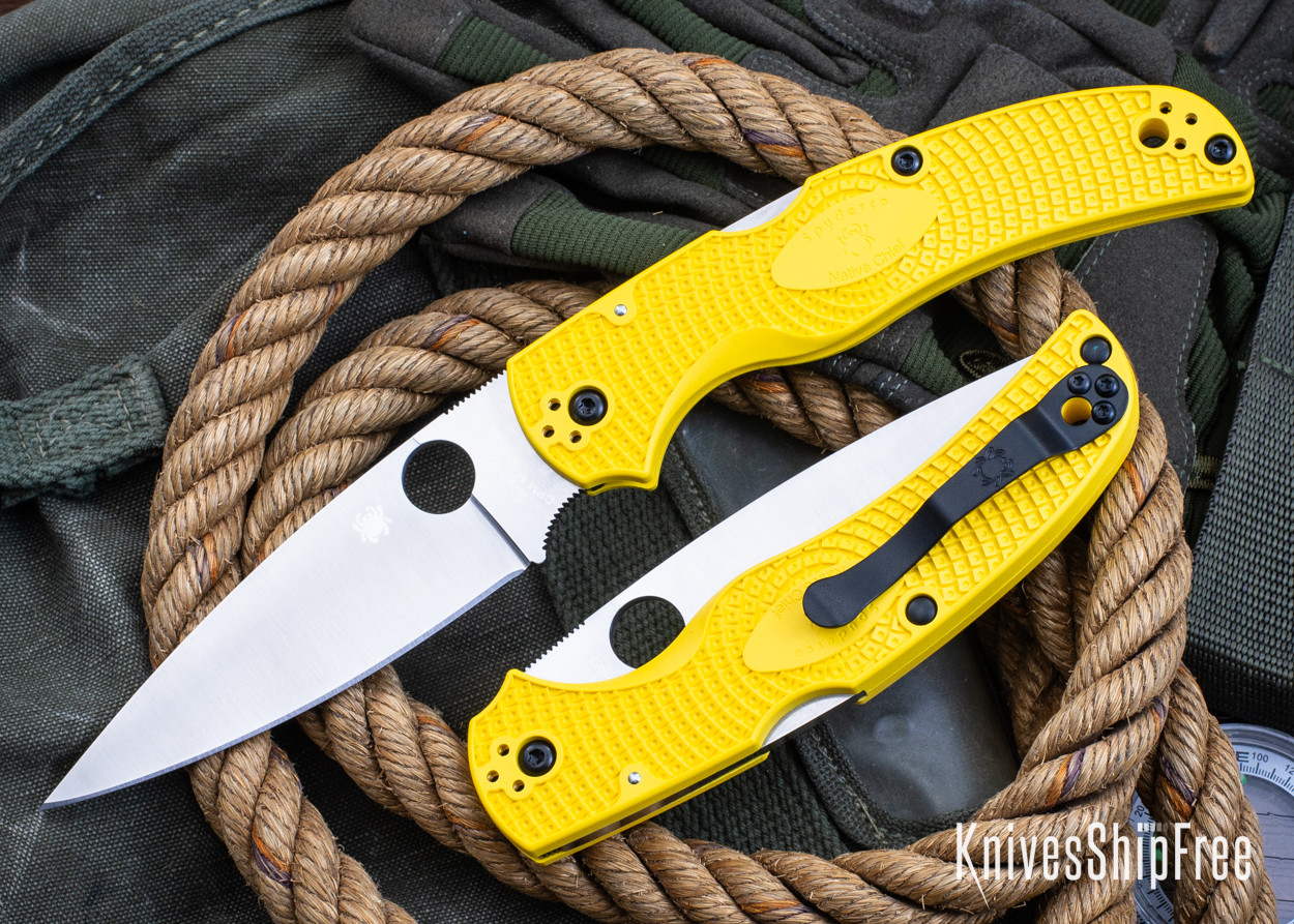 イエローカルサイトユニコーンNo.2555 Spyderco: Native Chief Salt Lightweight - Lockback - Yellow FRN
