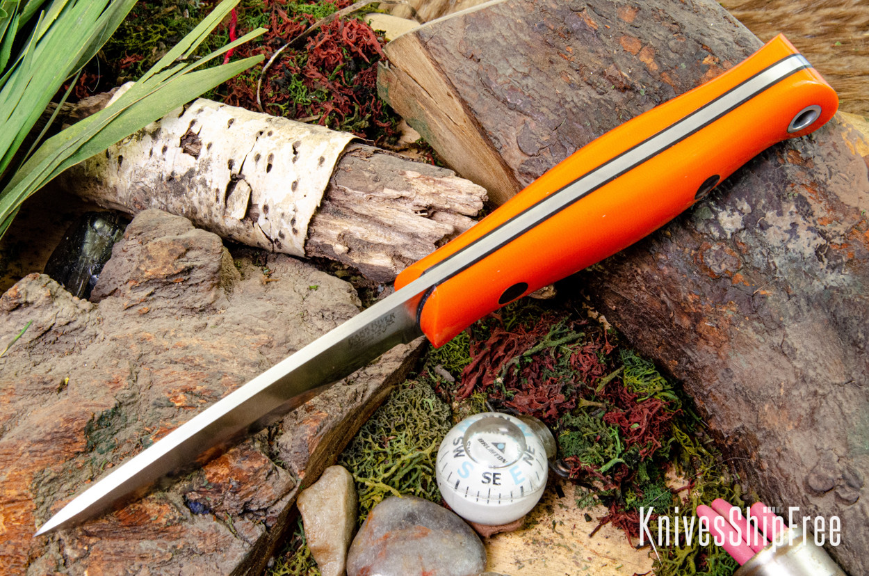 Bark River Knives: Bushcrafter LT - CPM 3V - Blaze Orange G-10