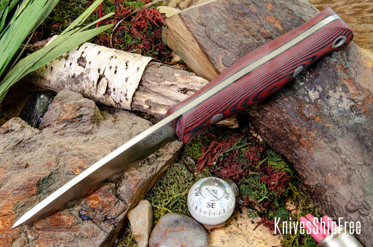 Bark River Knives: Bushcrafter LT - CPM 3V - Red & Black Suretouch 