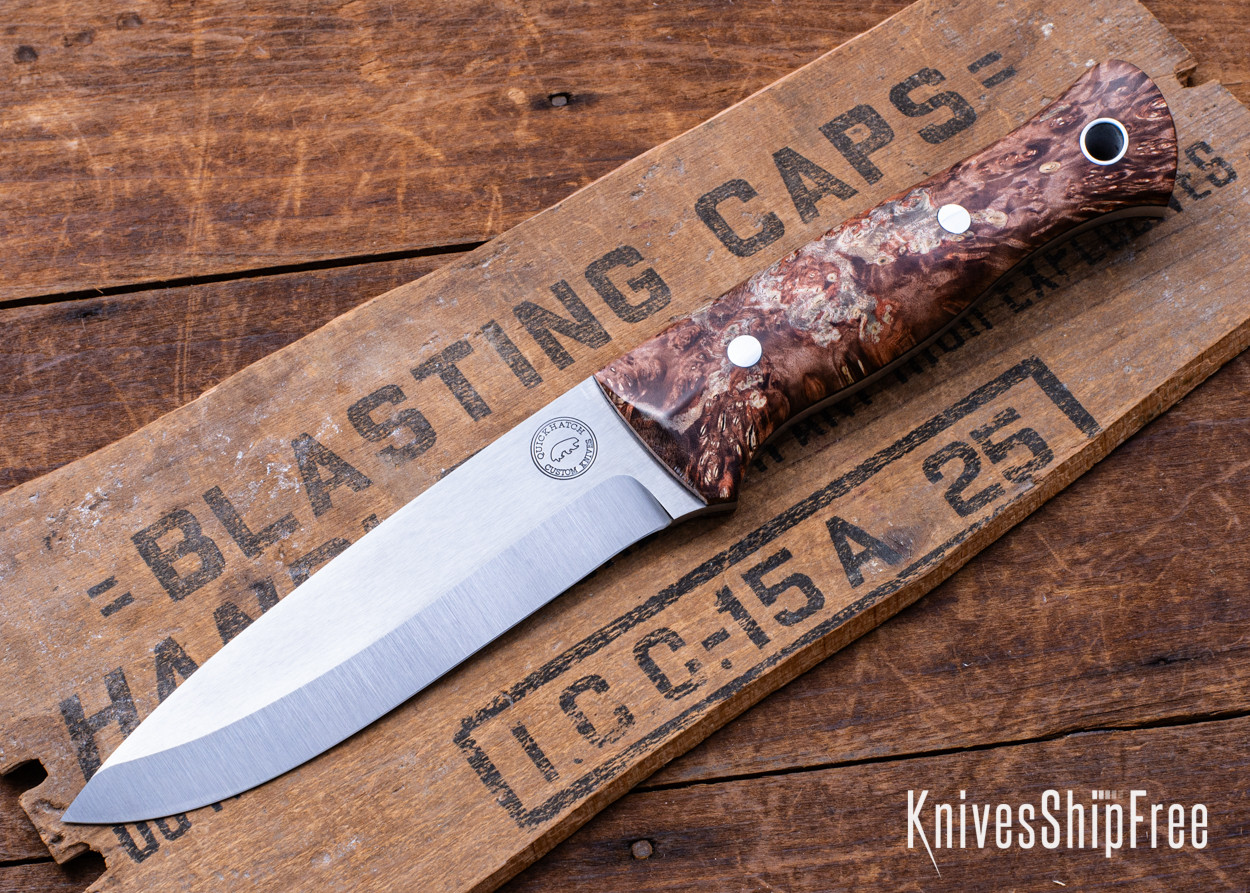 QuickHatch Custom Knives - Classic Trapper - Dyed Maple Burl - Black ...