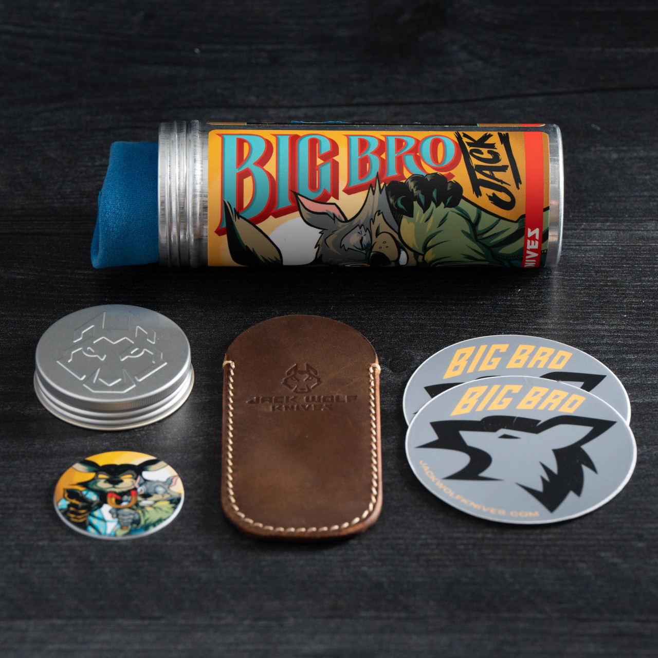 Jack Wolf Knives: Big Bro Jack - Black Dunes FatCarbon - Titanium