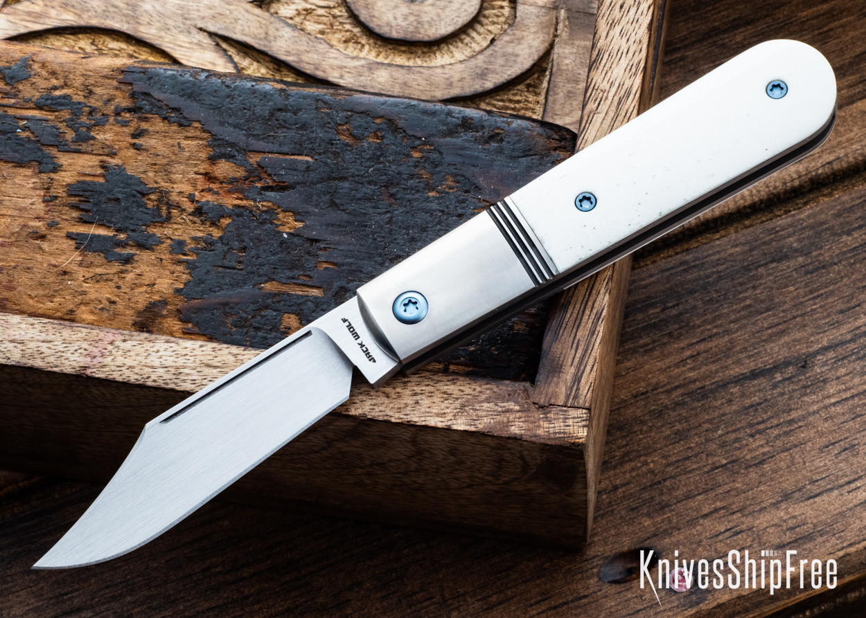 Jack Wolf Knives: Big Bro Jack - Smooth White Bone - Titanium