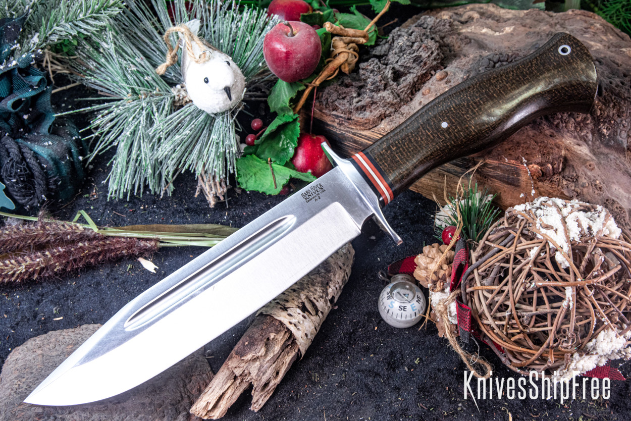 Bark River Knives: Teddy II - Moran Handle - OD Green Burlap Micarta