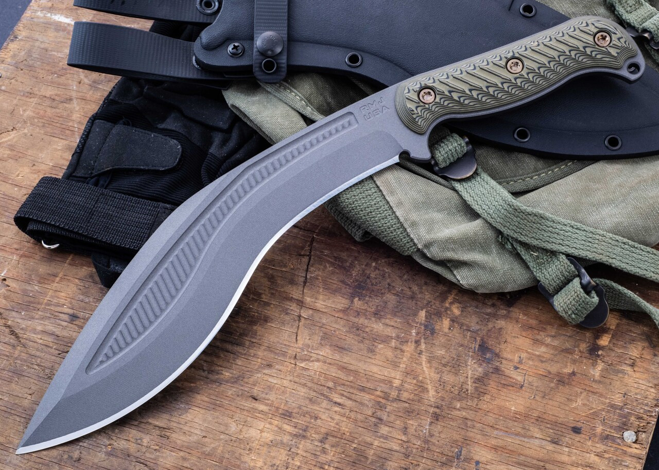 kuku RMJ Tactical: Kukri - Textured Dirty Olive G-10 - 80CrV2
