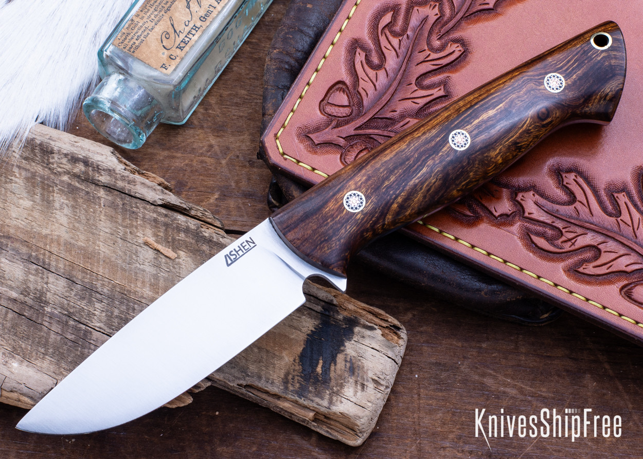 Lishen Knives: Dakota - Desert Ironwood - Mosaic Pins - LK21AK033