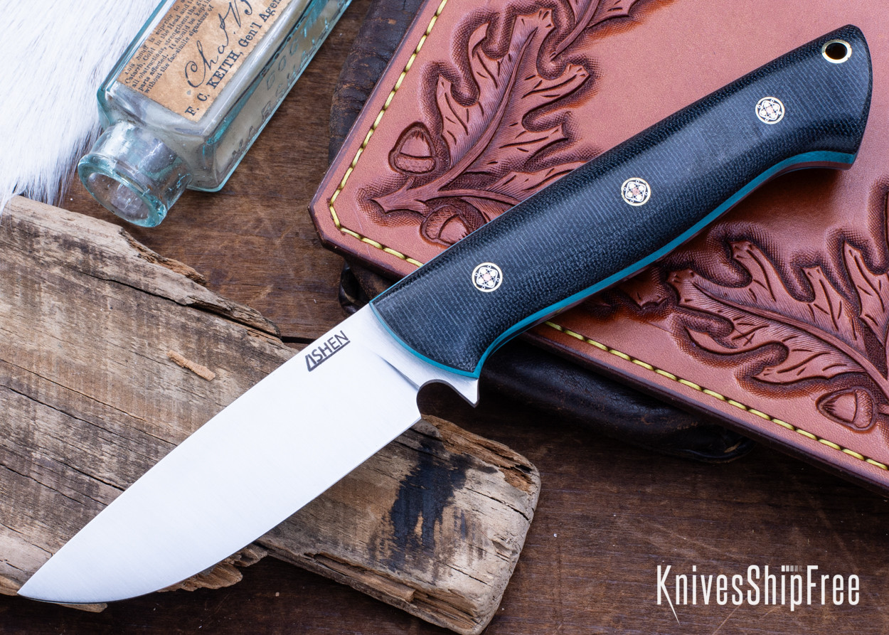 Lishen Knives: Dakota - Black Canvas - Mosaic Pins - Thick Tiffany