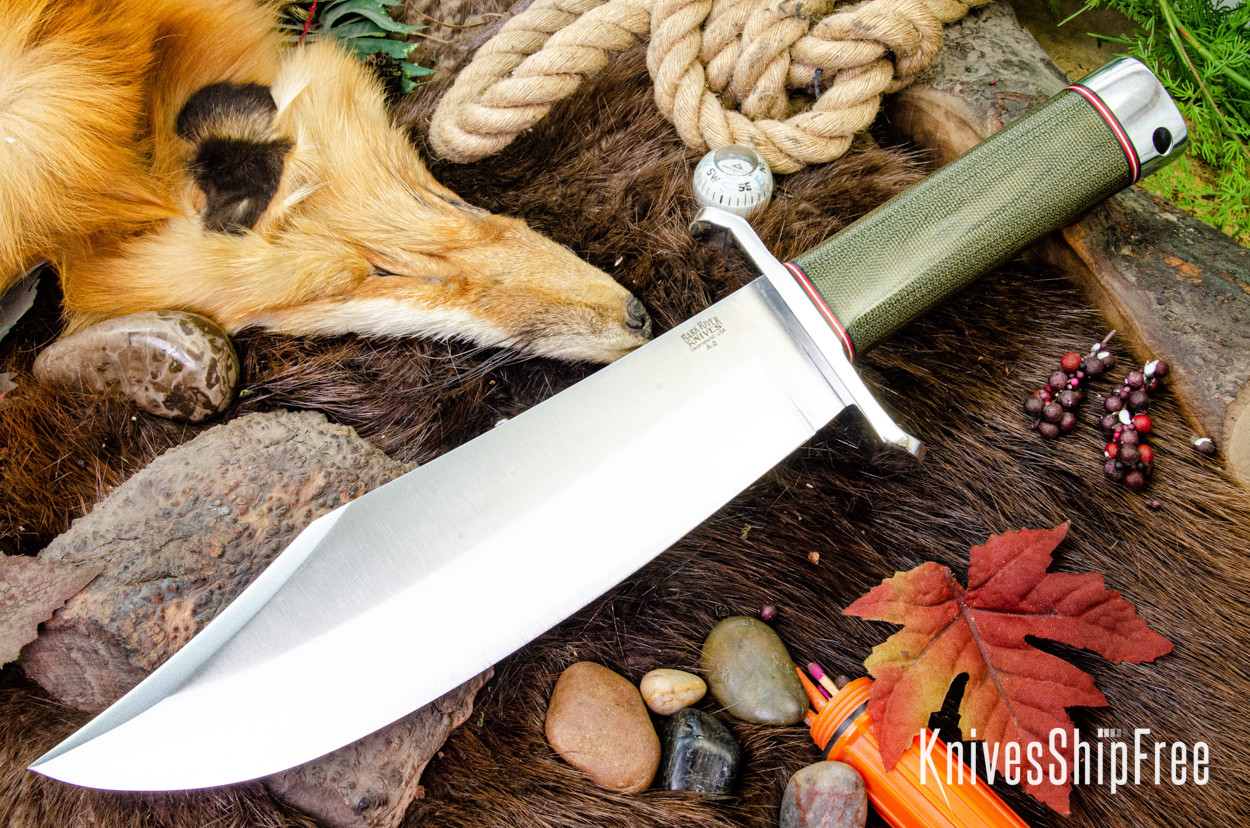 美品MYWEAKNESS マイウェークネス　New Port Canvas Bark River Knives: V-44 Bowie - Green Canvas Micarta