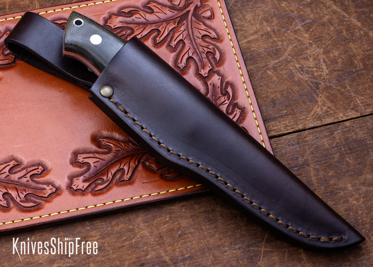 Brisa Knives: Trapper 95 - Green Canvas Micarta - Red Liners