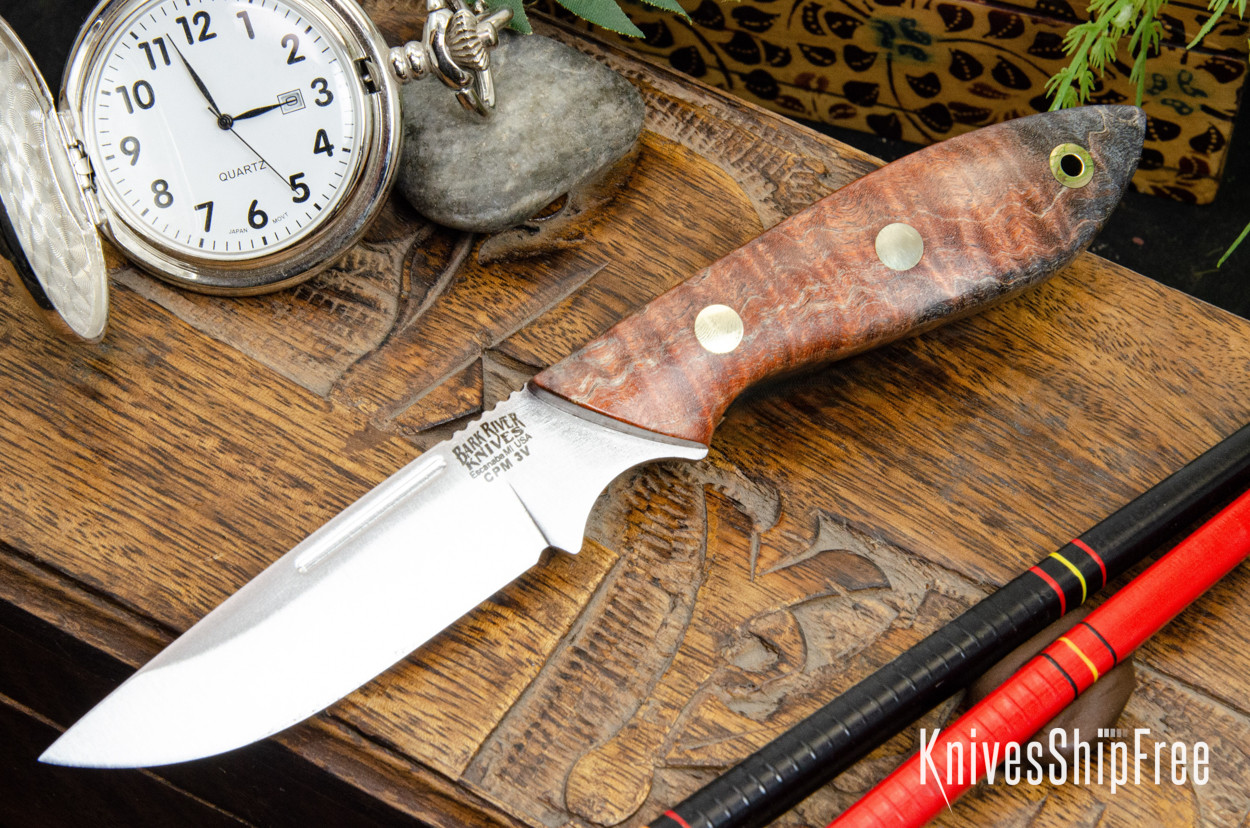 Bark River Knives: Adventurer - CPM 3V - Hellfire Maple Burl