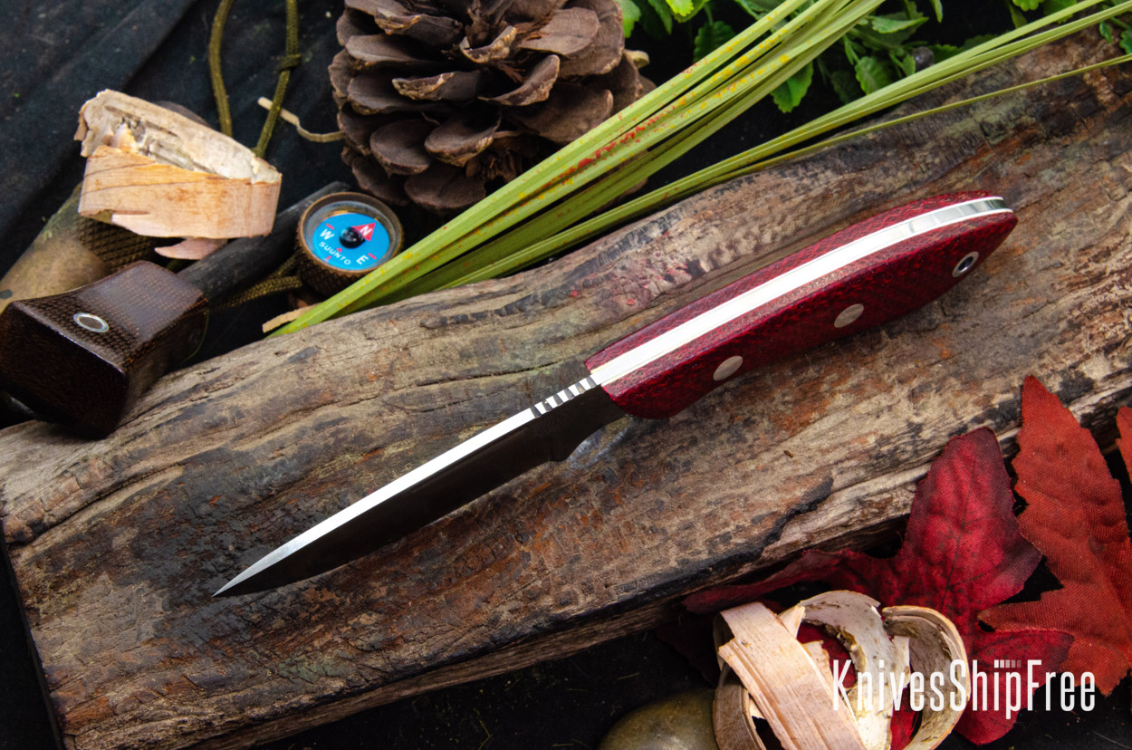 Bark River Knives: Adventurer - CPM 3V - Crimson Burlap Micarta