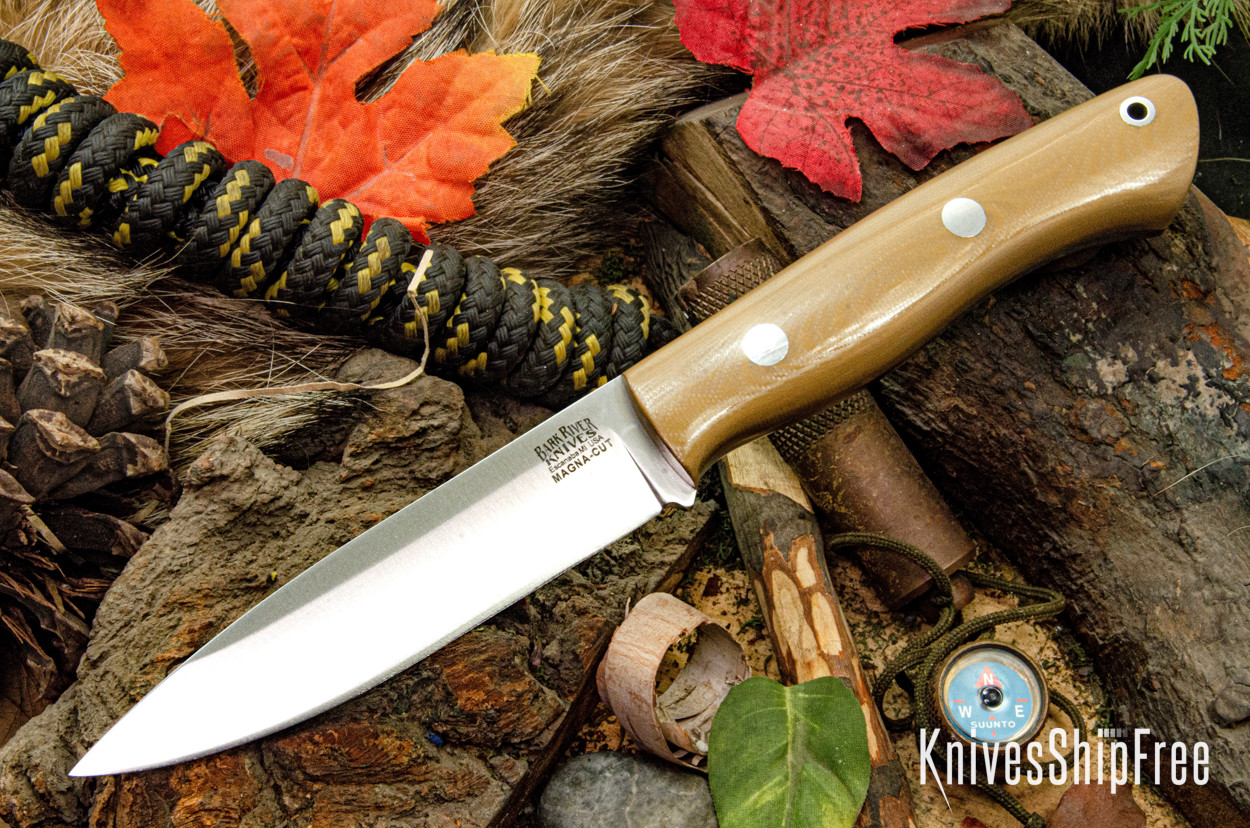 BARK  KNIVES  オーロラ Bark River Knives: Aurora Scandi 3V - Natural Canvas Micarta - Red