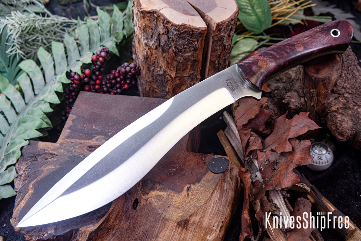 Bark River Knives: Camp Bolo CPM-154 - Brick Red Maple Burl