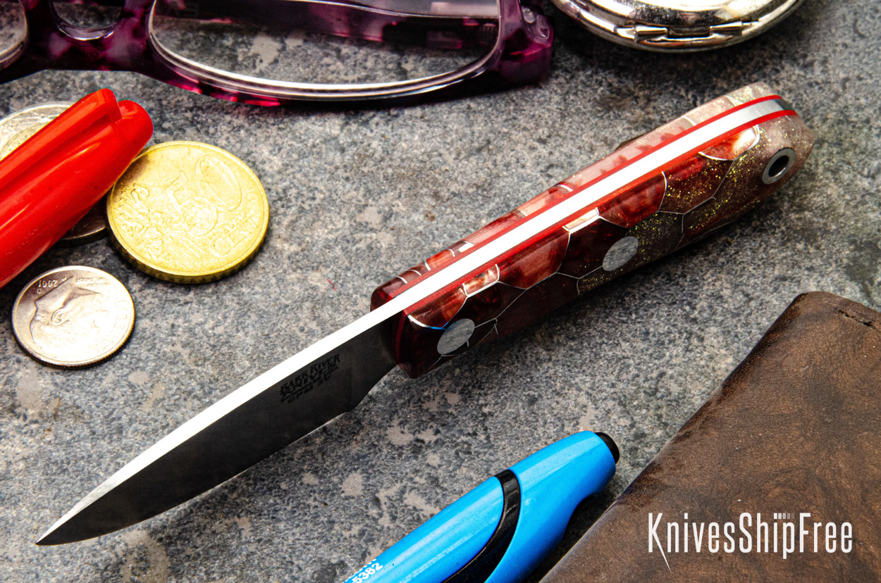 Bark River Knives: PSK - CPM 3V - Firegazer Voodoo Resin - Red Liner