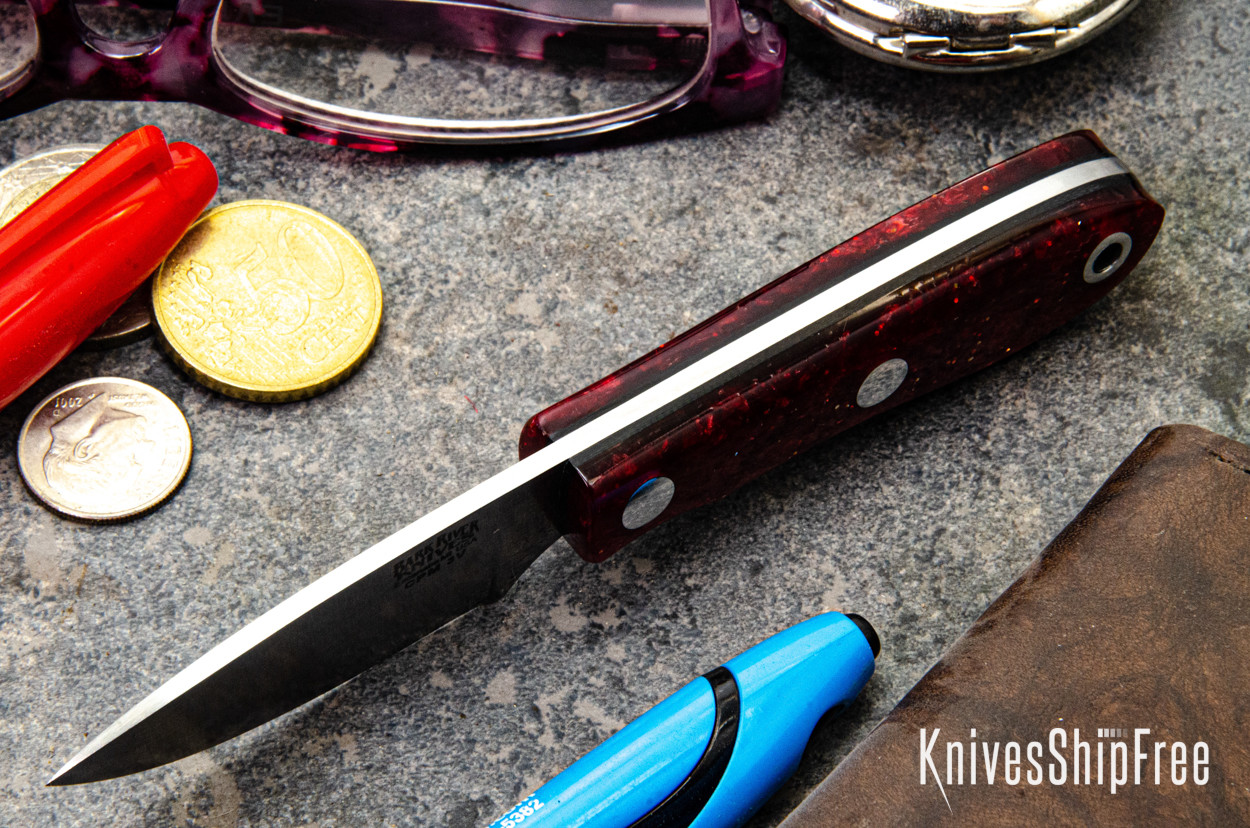 Bark River Knives: PSK - CPM 3V - Red Sparkle Resin - Black Liner
