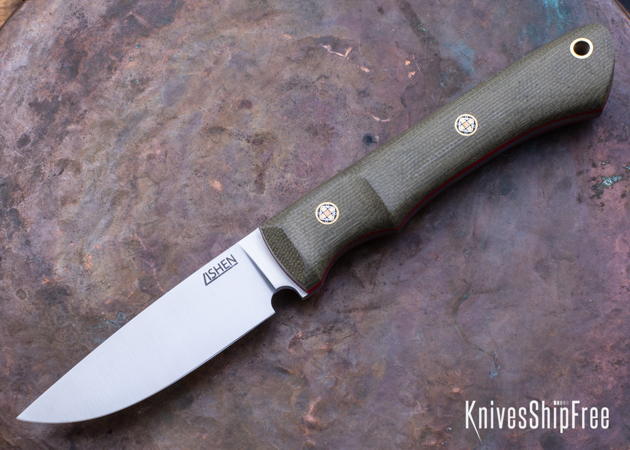 Lishen Knives: Lovecraft Caper - Matte Green Canvas Micarta