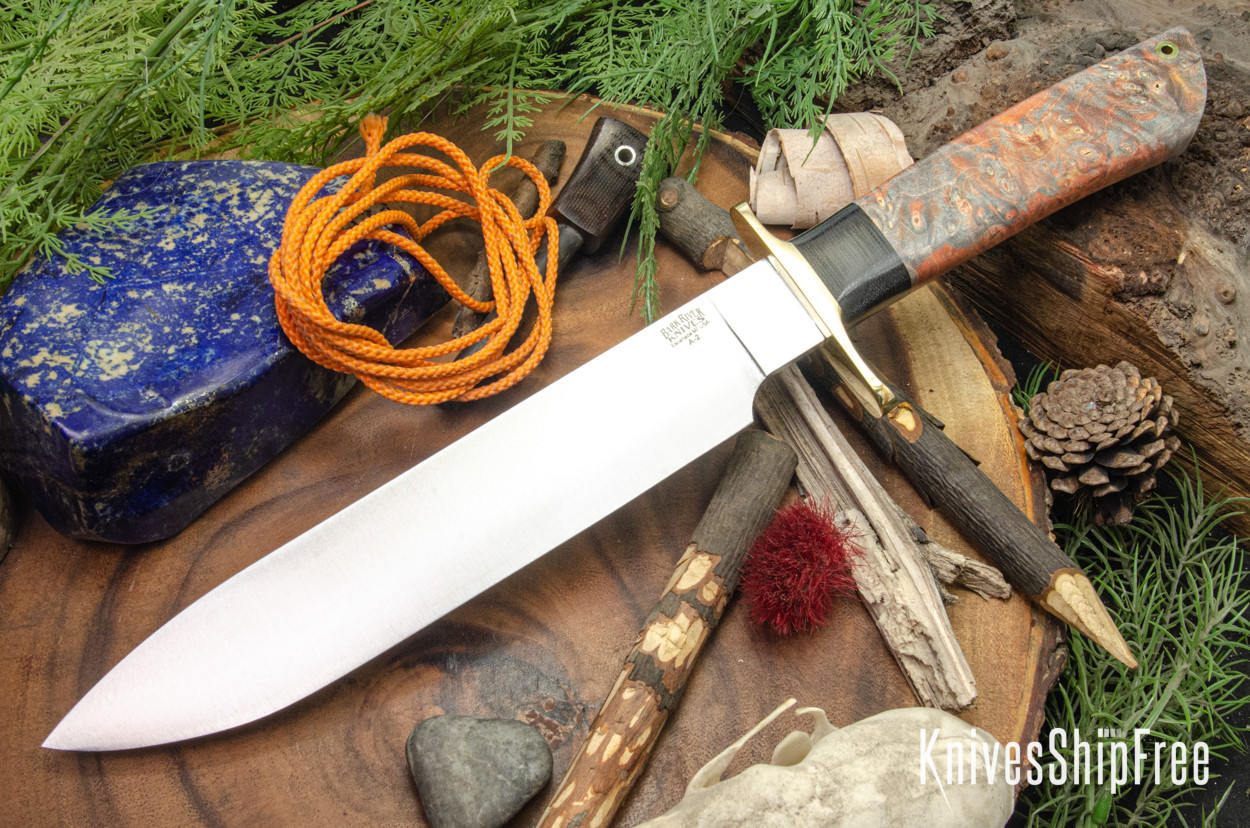 ARS-A 、ベイチー、アーバンリバー Bark River Knives: Mike Stewart Bowie - A2 - Orange & Gray Maple