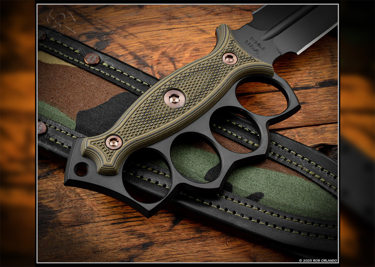 RMJ Tactical: Lady Death - Trench Knife - Dirty Olive G-10 - CPM