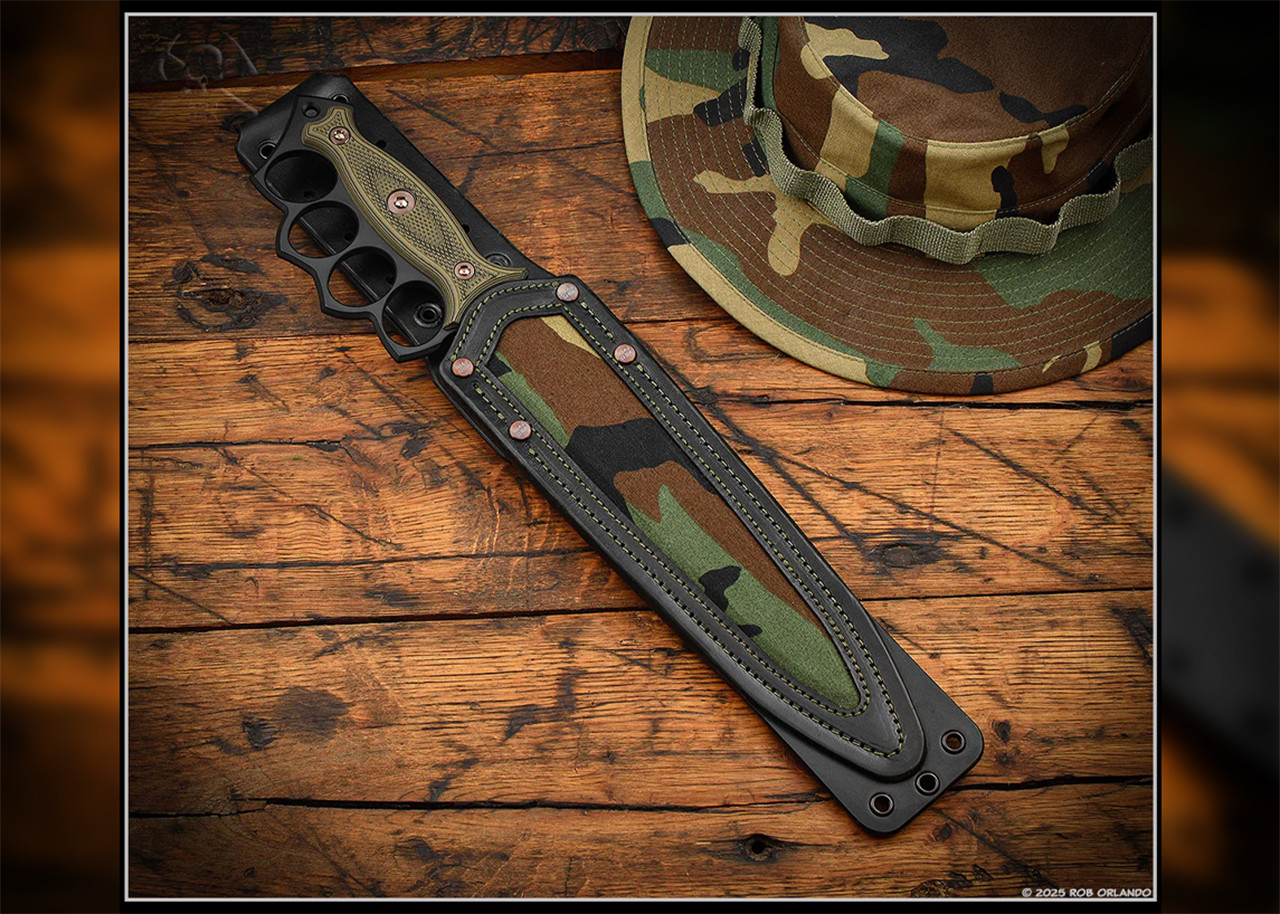 RMJ Tactical: Lady Death - Trench Knife - Dirty Olive G-10 - CPM