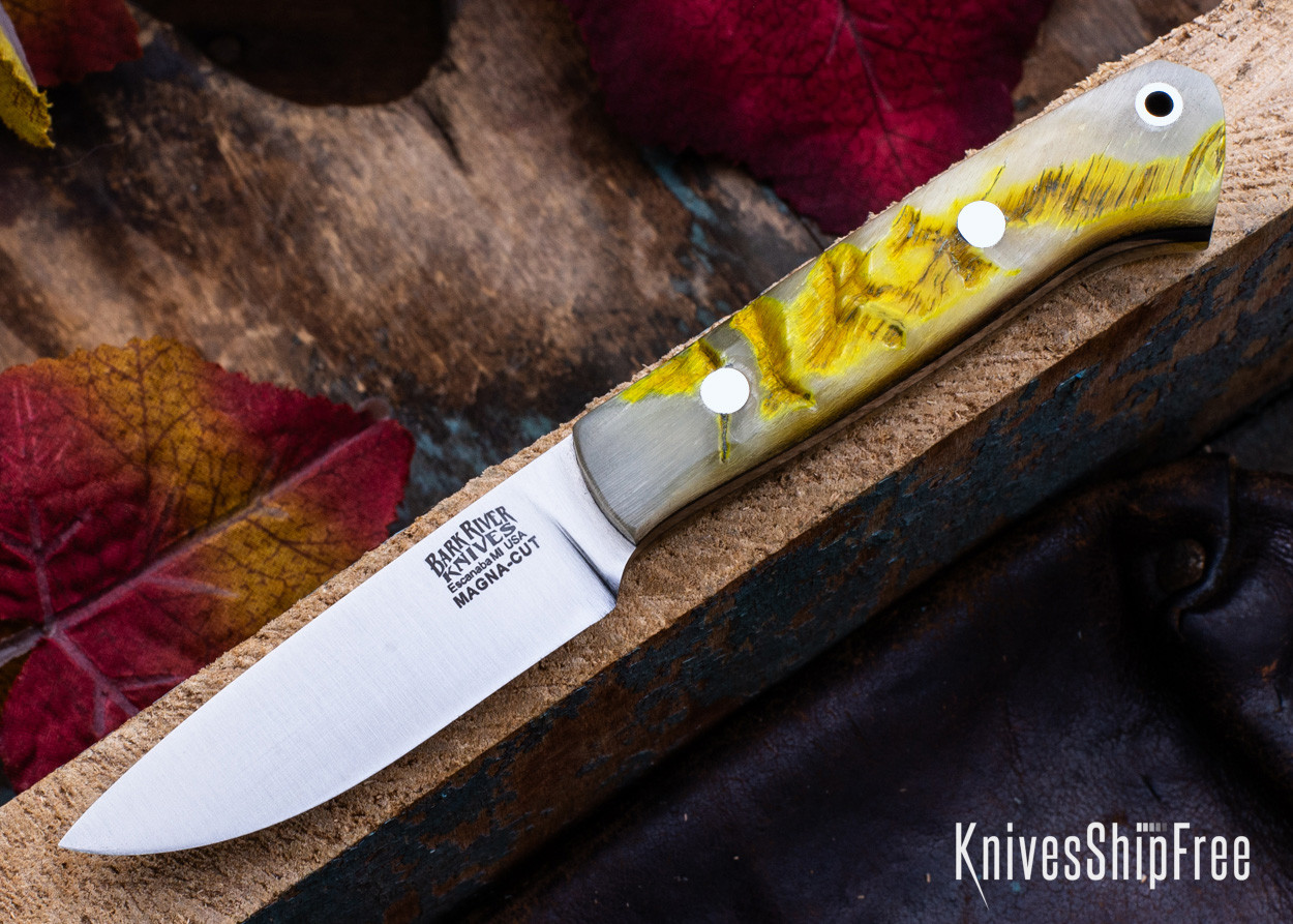 Bark River Knives: Little Creek - MagnaCut - Sheep Horn - Black Liners