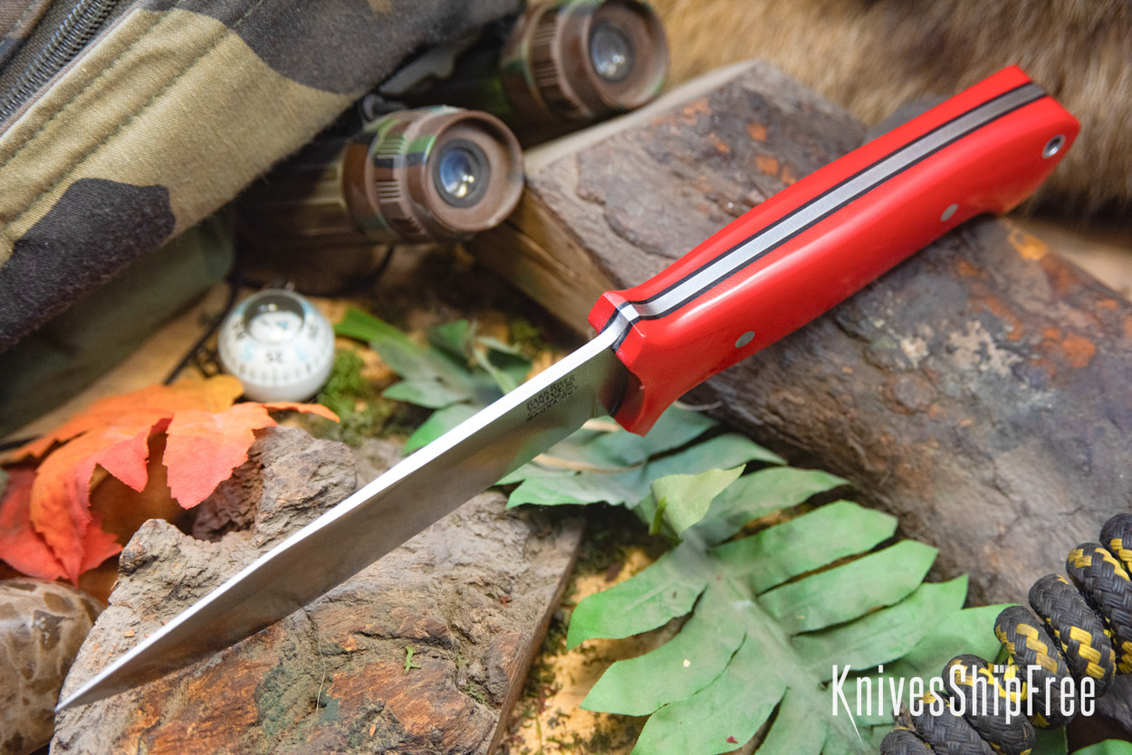 Red Custom Knives Bark River Knives: Red Flag - MagnaCut - Red G-10 - Black Liners