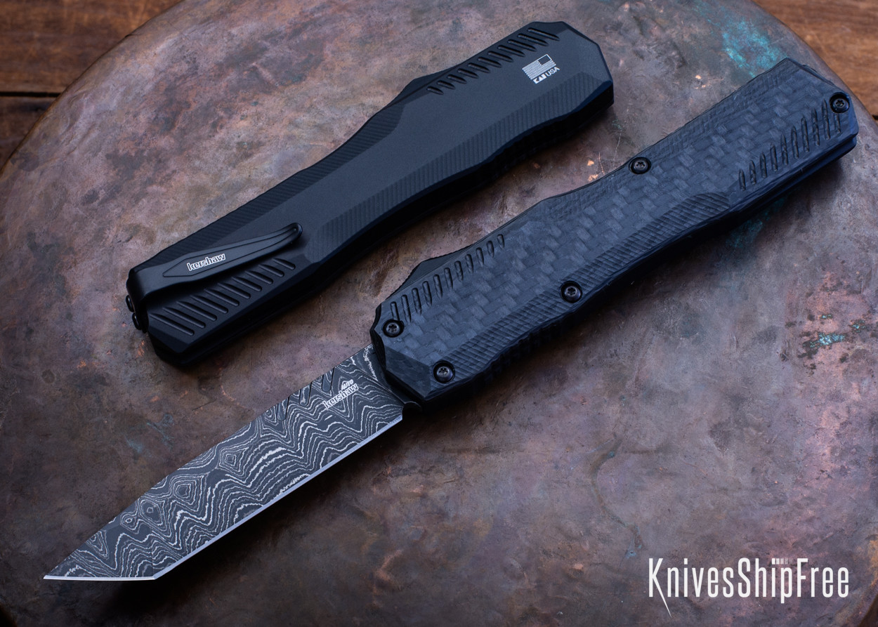 Kershaw Knives: Livewire - OTF Auto - Carbon Fiber - Damascus