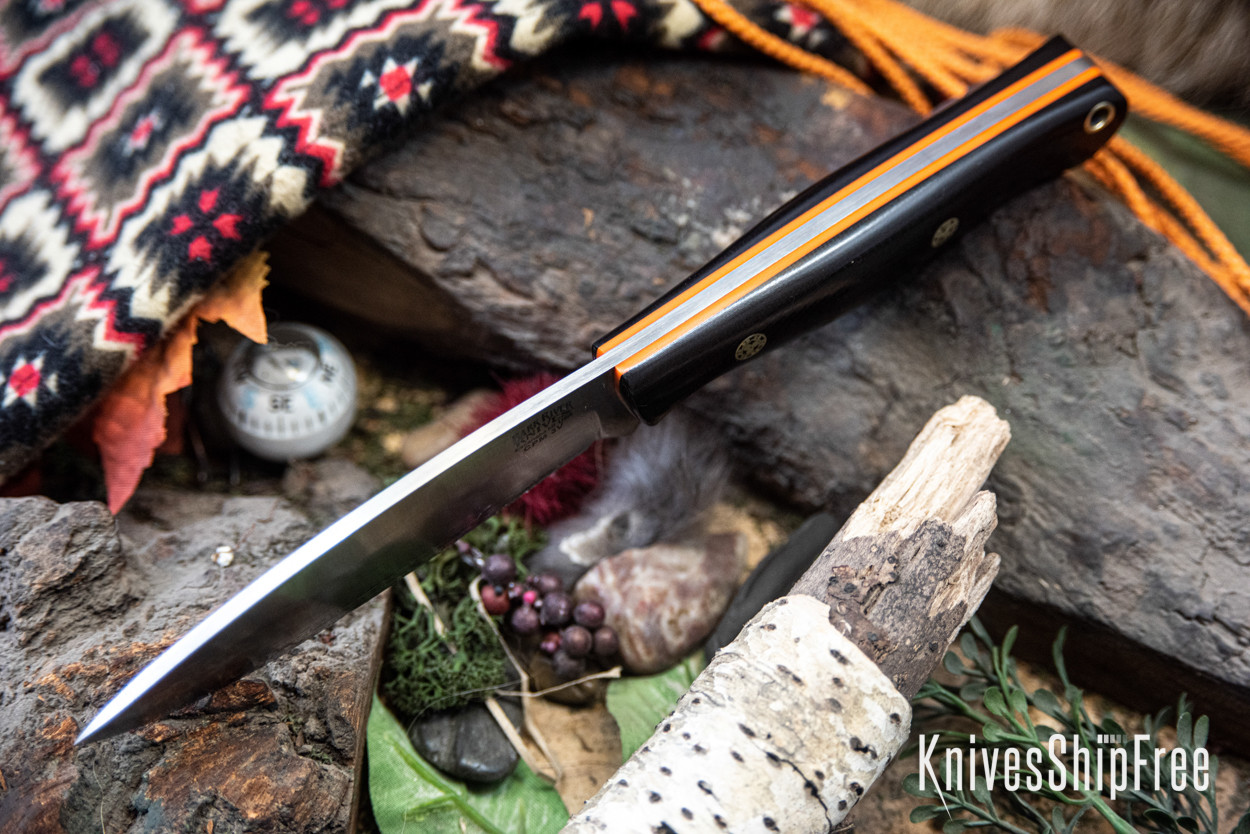 Bark River Knives: UP Gunny 3V - Black G-10 - Thick Orange Liners