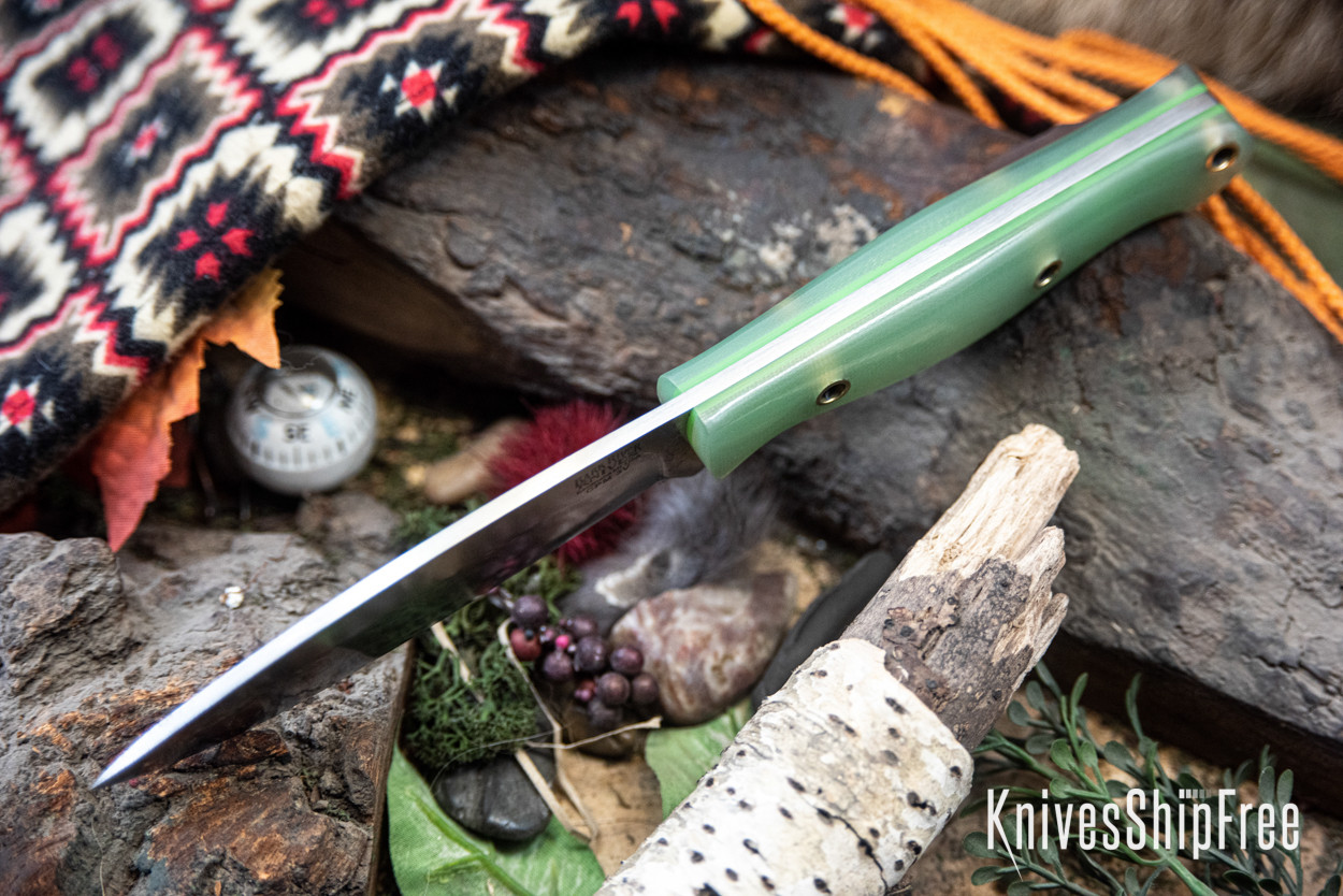 Bark River Knives: UP Gunny 3V - Ghost Green Jade G-10 - GITD