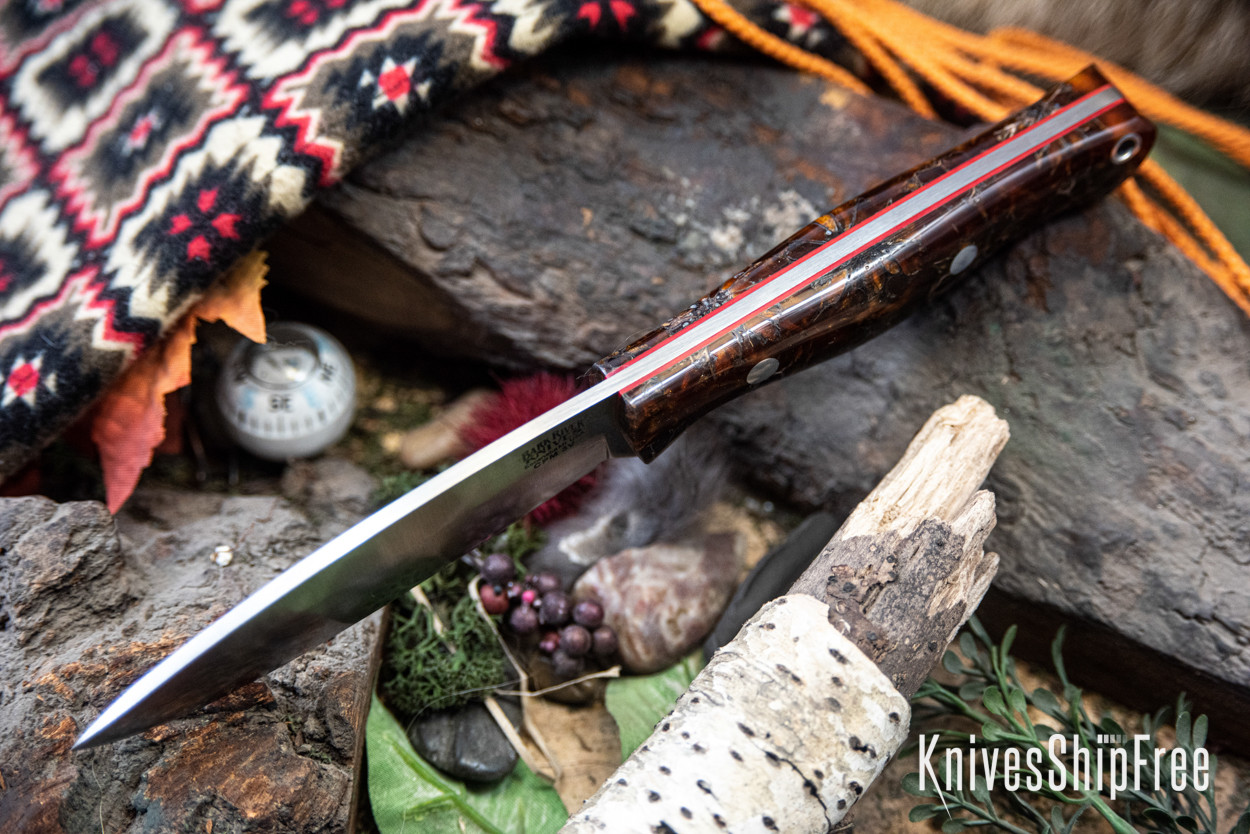 Bark River Knives: UP Gunny 3V - Sweet Gum Resin - Cherry Red