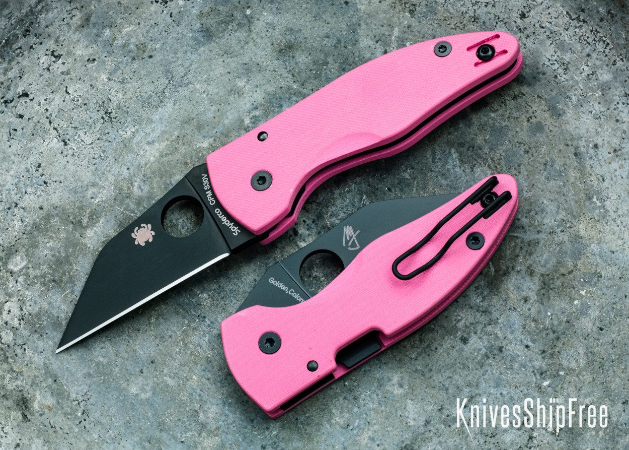 ボッコム　ロングオー　BLOOD-G Spyderco: MicroJimbo Sprint Run - Compression Lock - Pink G-10