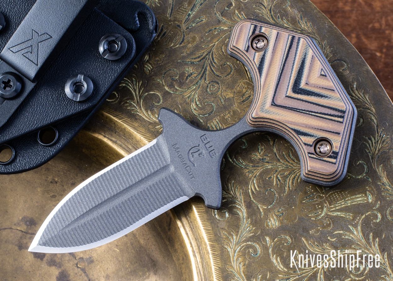 RMJ Tactical: BUB - Back Up Blade - Hyena Brown G-10 - MagnaCut