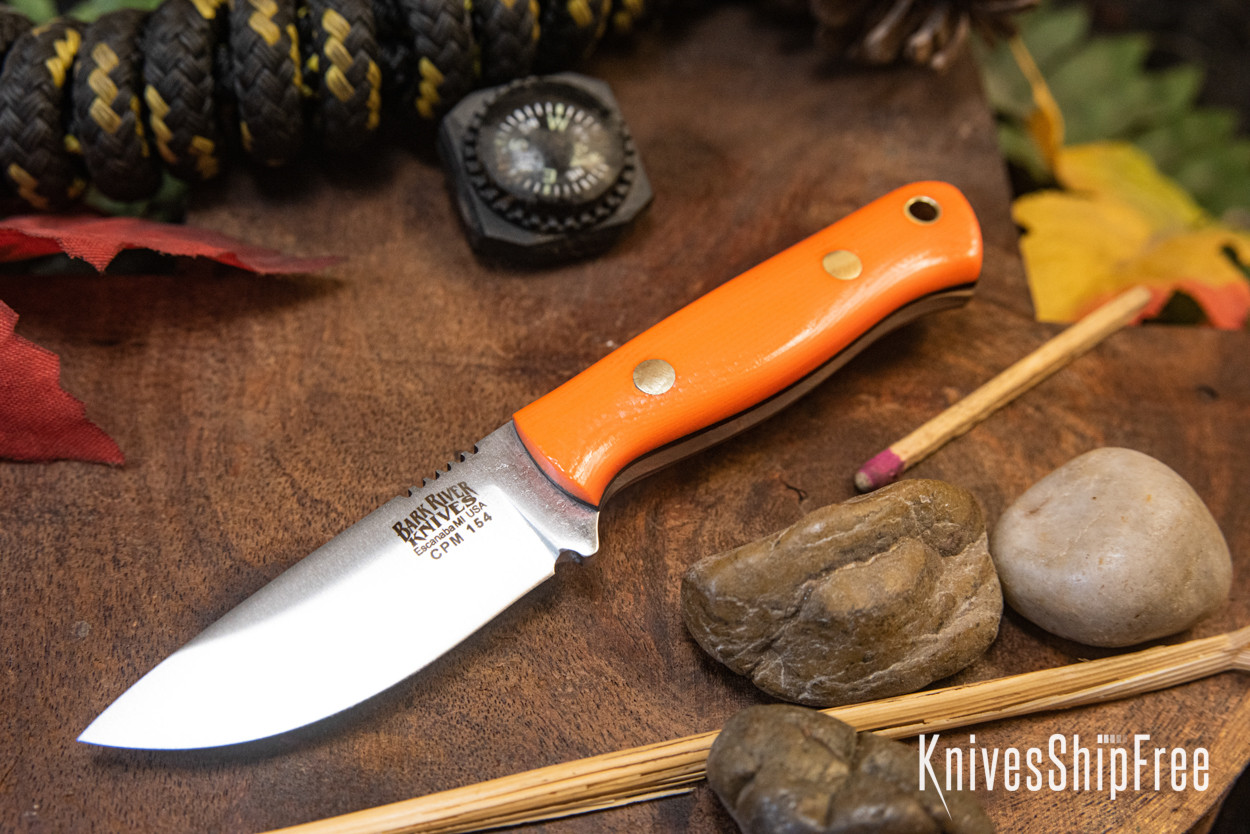 Bark River Knives: Micro Bravo CPM-154 - Blaze Orange G-10 - Black