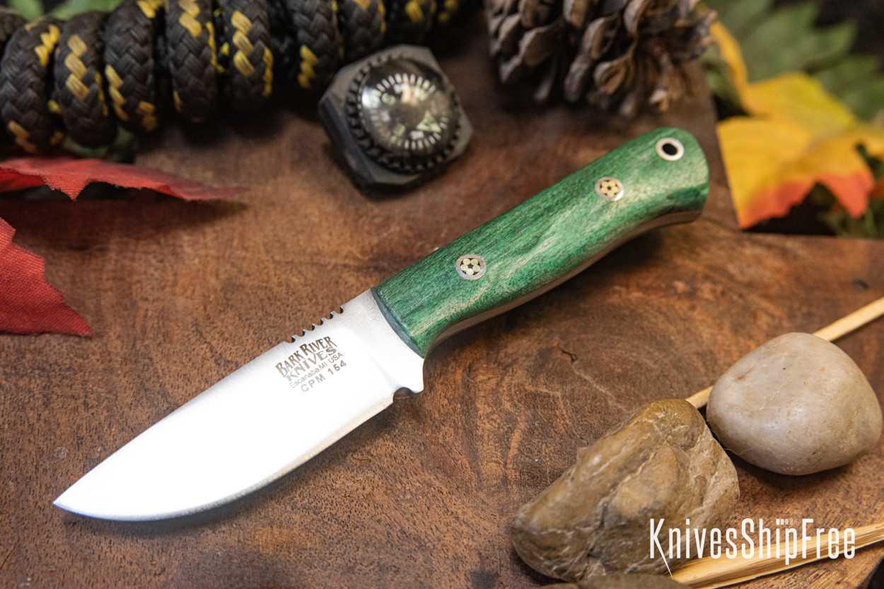 Bark River Knives: Micro Bravo CPM-154 - Sage Tigertail Maple Burl