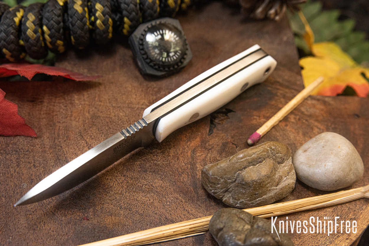 Bark River Knives: Micro Bravo CPM-154 - White Linen Micarta 