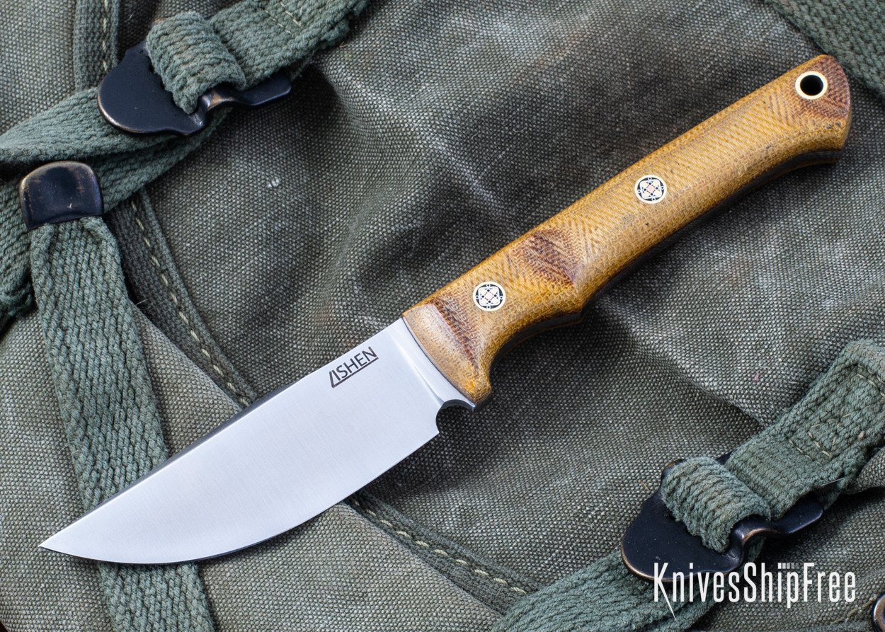 Lishen Knives: Little Lovecraft - Natural Canvas Micarta - Mosaic